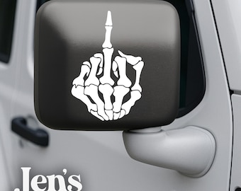 Skelett Mittelfinger Aufkleber: Jeep Spiegel Vinyl Aufkleber, Farbe benutzerdefinierte