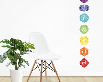 Watercolor Chakras Wall Decal: Spiritual Meditation Yoga Decor