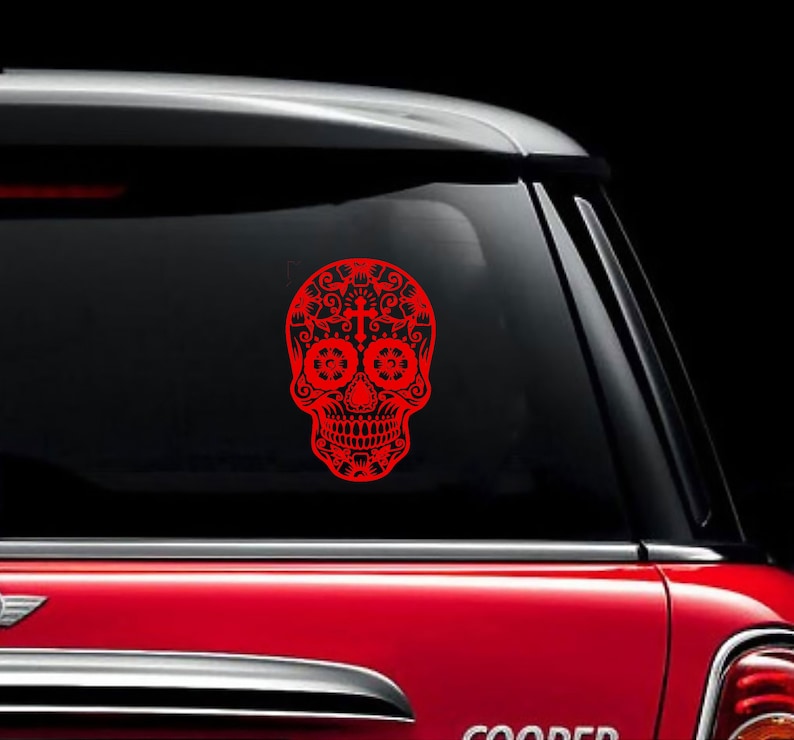 Sugar Skull Decal Sugar Skull Laptop Decal Sugar Skull Car Etsy