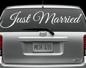 Just Married Back Window Wedding Decor w/ Names | Removable Just Married Car Window Decal