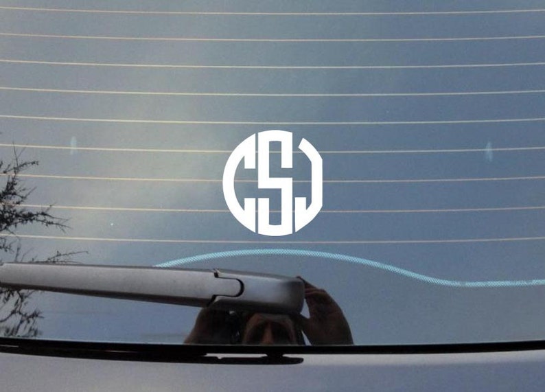 Circle Monogram Car Window Decal Initials Car Window Decal Etsy