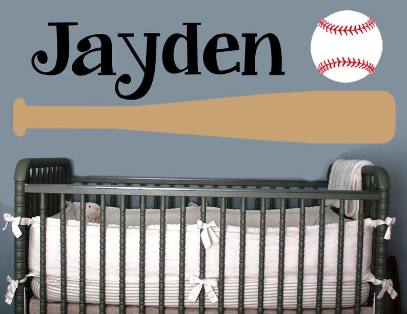 Baseball Bat Wall Decal With Child's Name and Baseball Etsy