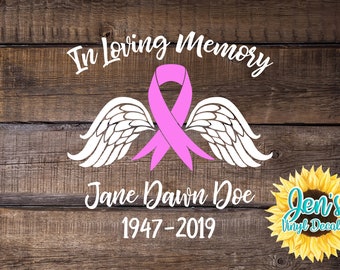 Breast Cancer In Loving Memory Car Window Decal | Car Decals | Breast Cancer Awareness Ribbon