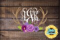 Floral Antler Yeti Cup | Initials Yeti Sticker | Boho Yeti Monogram  bouquet Yeti Cup Bohemian Hipster Monogram Sticker