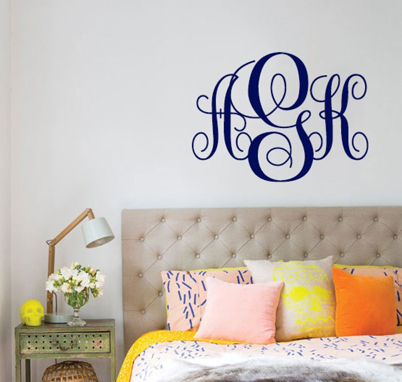 Monogram Wall Decal Initial Wall Decal Nursery Decal Etsy