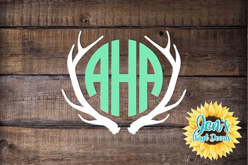 Deer Antler Monogram Car Window Decal Initials Car Window Etsy