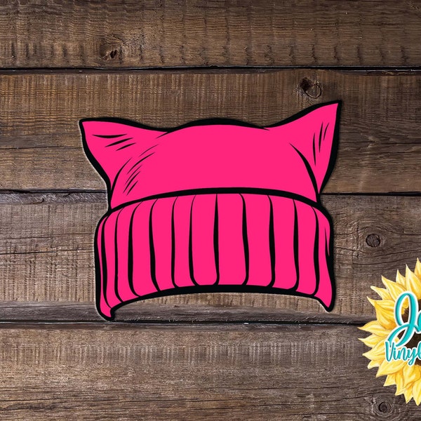 Pussy Hat Decal Pussy Power Sticker Feminist Feminism Pink Cat Hat Nasty Woman Bad Hombre Anti Trump Protest Sticker Pink pussyhat project