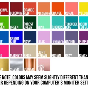May include: A color chart with 36 different colors, including red, orange, yellow, green, blue, purple, pink, brown, gray, black, and white. The colors are arranged in a grid pattern and labeled with their names.