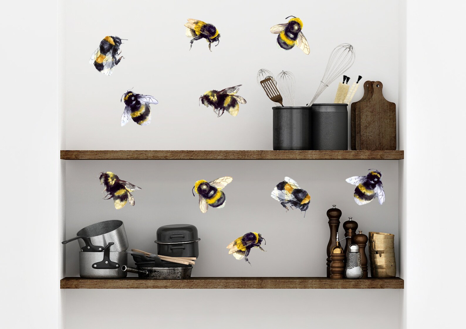 kitchen wall art | bee art print | honey bee decor |... Bee Wall Decals Kitchen Decoration Bumble Bee Stickers | Etsy