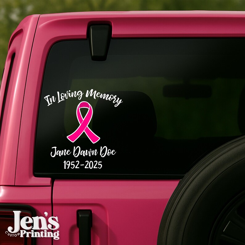 Inflammatory Breast Cancer Memorial Decal: Personalized Hot Pink Ribbon ...