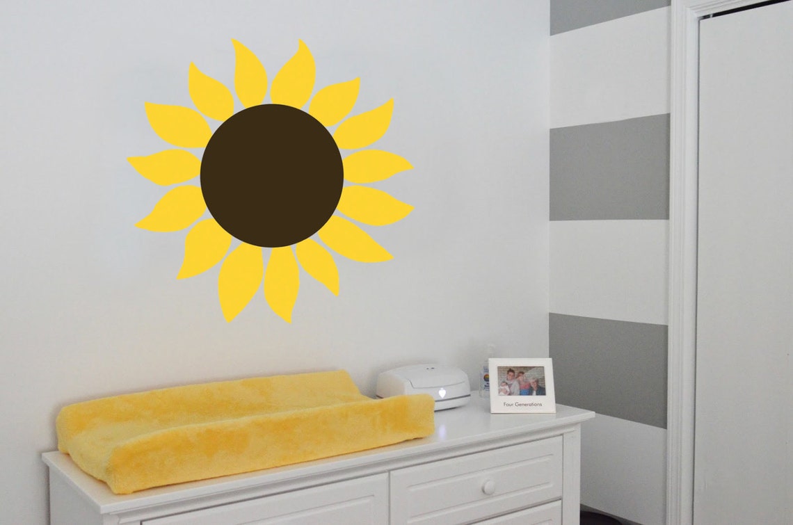 Sunflower Wall Decal Flower Decal Floral Decoration Etsy