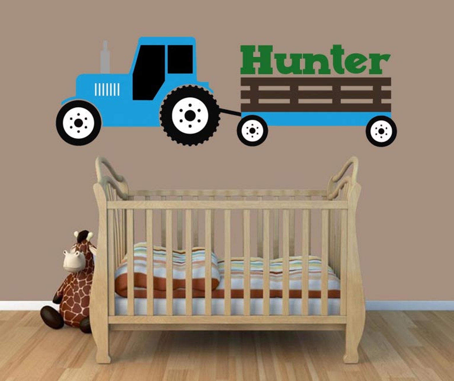 Tractor Wall Decal Blue Tractor Wall Decal Boys Bedroom Etsy