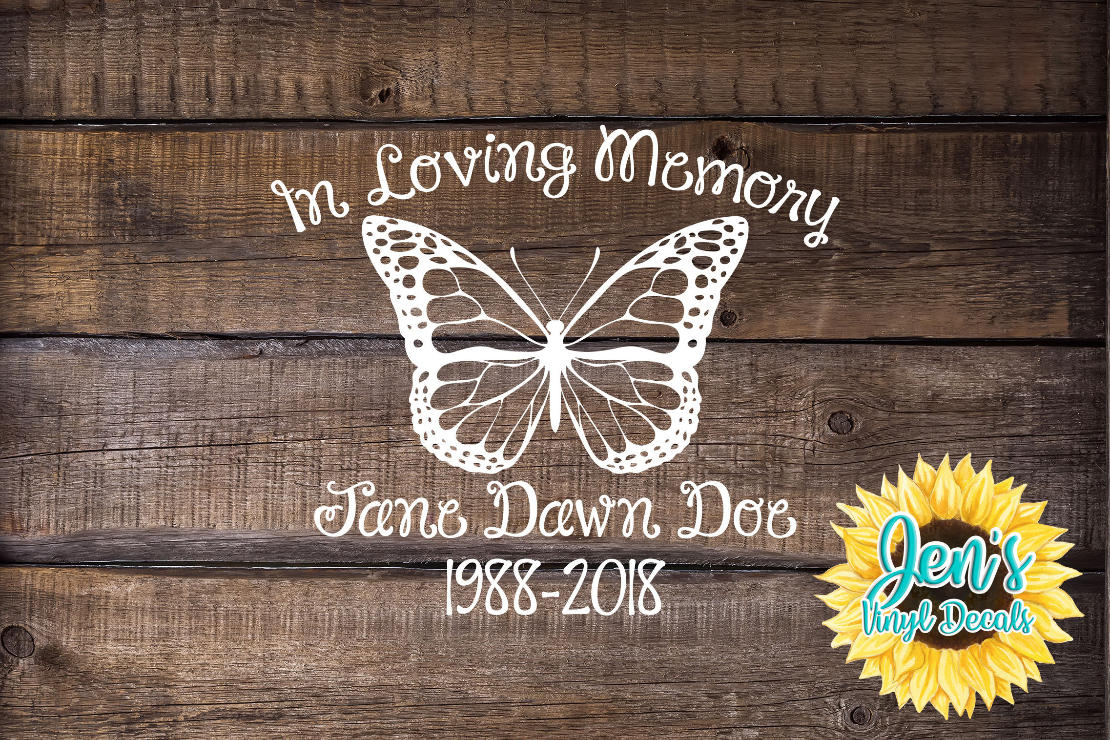 In Loving Memory Car Window Decal With A Butterfly Car Etsy