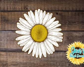 Hand drawn Daisy Car Window Decal | Flower Car Window Decal | Flowers