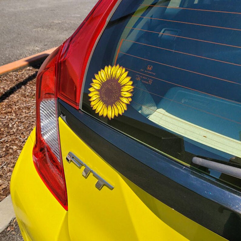 Hand drawn Sunflower Car Window Decal Flower Car Window Etsy