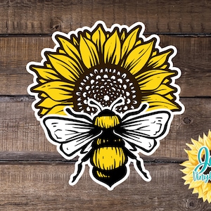 Sunflower and Honey Bee Vinyl Decal waterproof