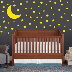 Moon and Stars Wall Decal Set: Neutral Nursery Decor