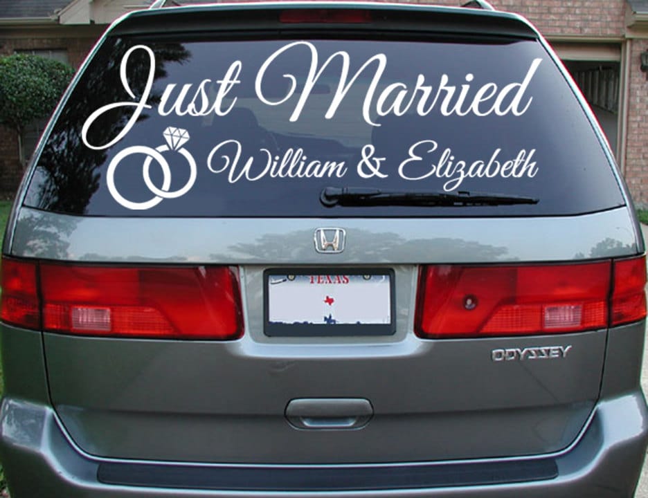 Just Married Back Window Wedding Decor W/ Names Removable Etsy