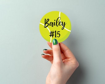 Personalized Tennis Name Decal: Team Number Sticker