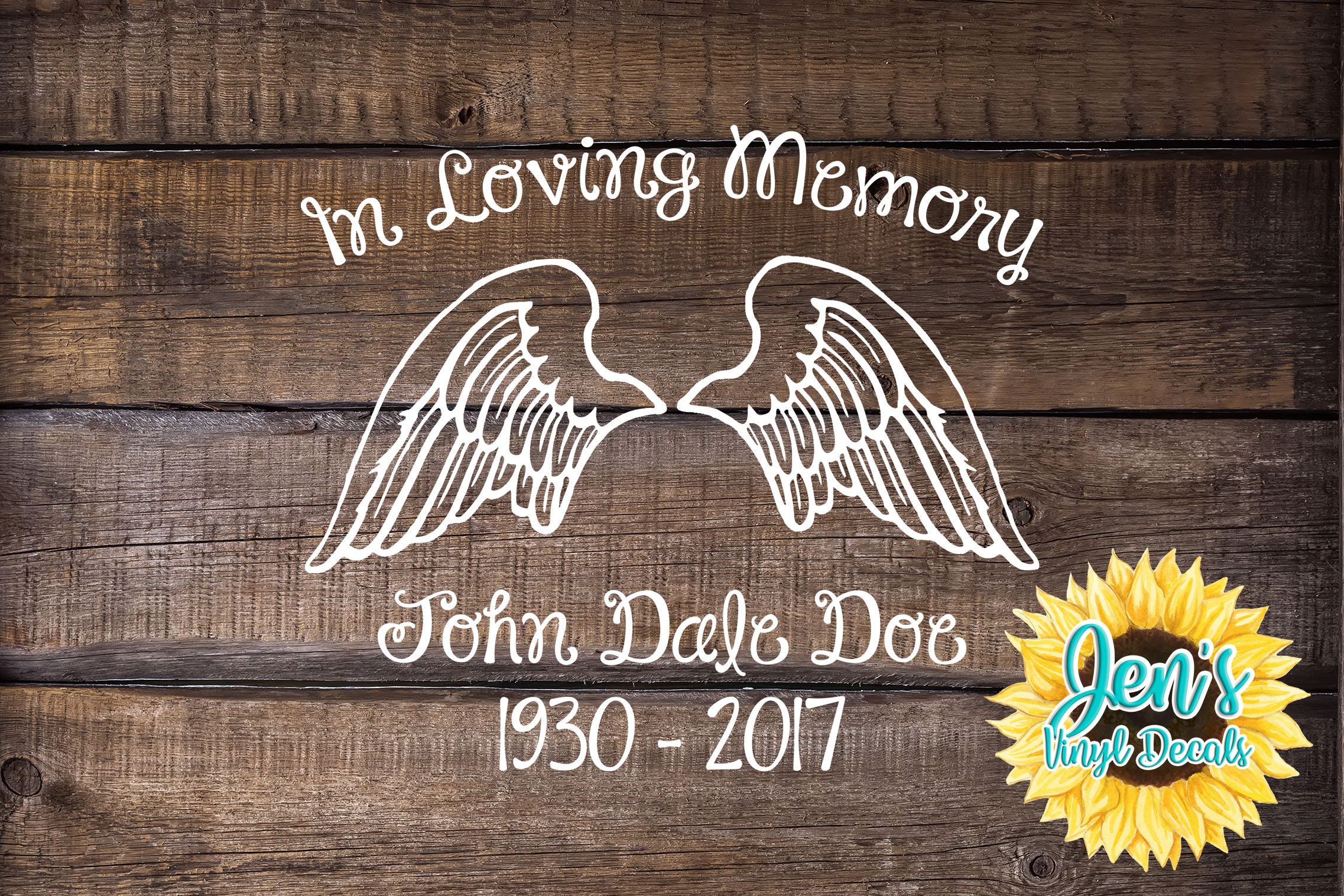 In Loving Memory Car Window Decal With Angel Wings Car Etsy
