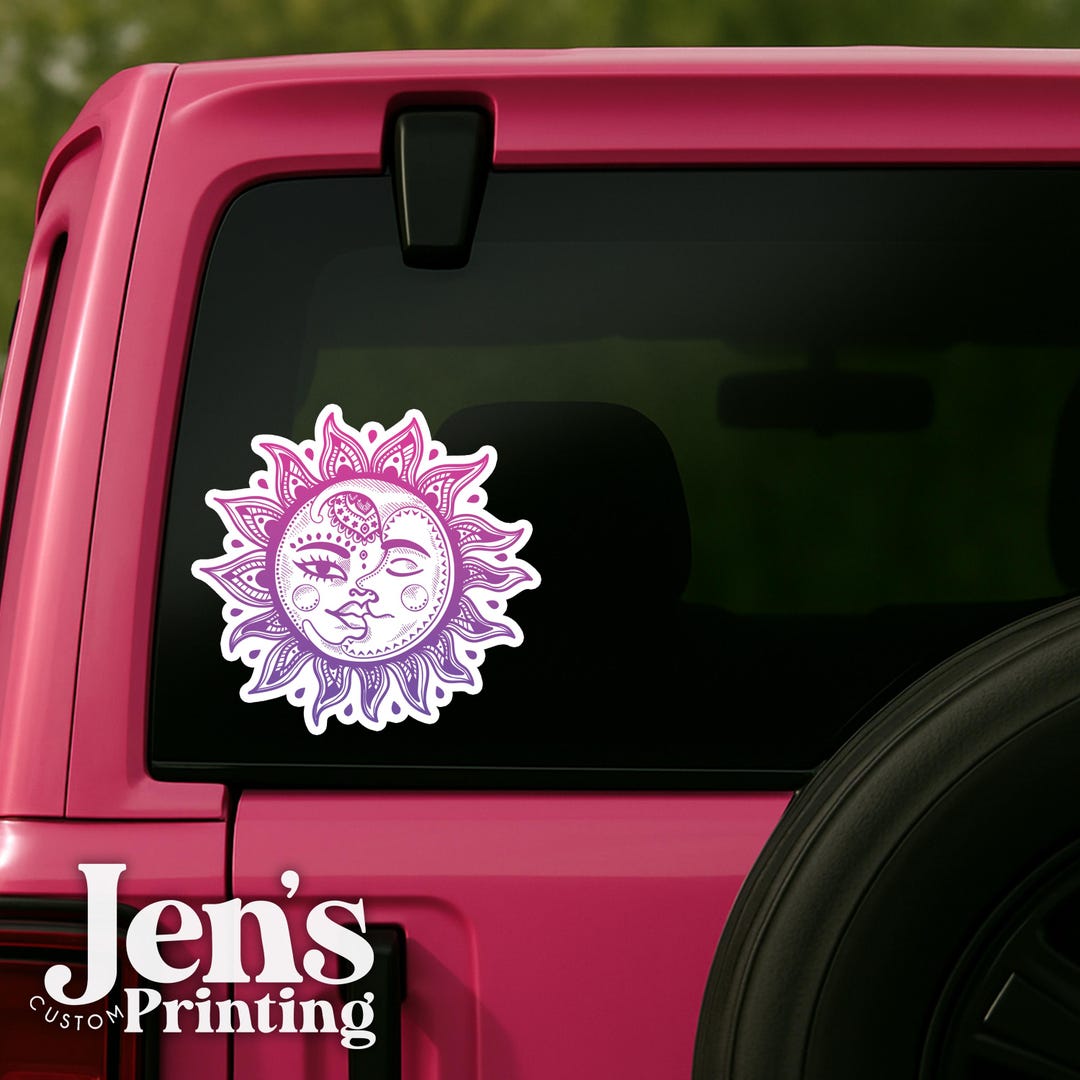 Yin Yang Sun and Moon Car Decal: Bohemian Celestial Sticker - Etsy