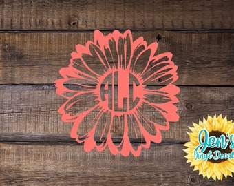 Daisy monogram decal 6 x 6 | monogram flower sticker| Daisy car decal |Monogram car decal | Flower decal | Monogram sticker for cars