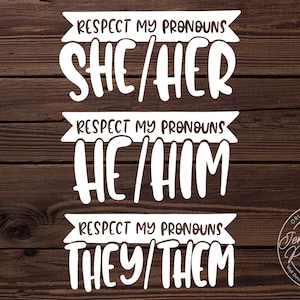 Respect My Pronouns car decal pronouns vinyl decals she/her he/him they/them