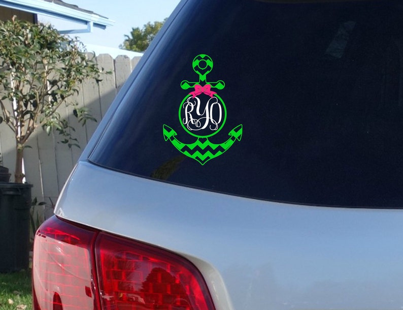 Anchor Monogram Car Window Decal Chevron Anchor Monogram Etsy