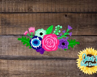 Pink-Lila Blumenstrauß Aufkleber - Laptop, Yeti, Auto Aufkleber