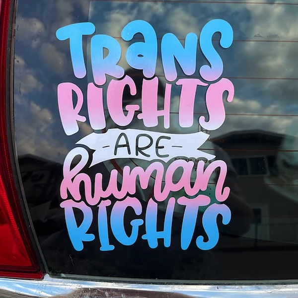 Trans Rights Are Human Rights Decal: Pastel Pride Flag Waterproof Vinyl