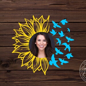Sunflower and flying Birds with photo waterproof Vinyl Decal