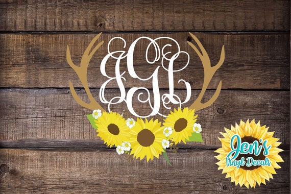 Sunflower car decal with initials deals