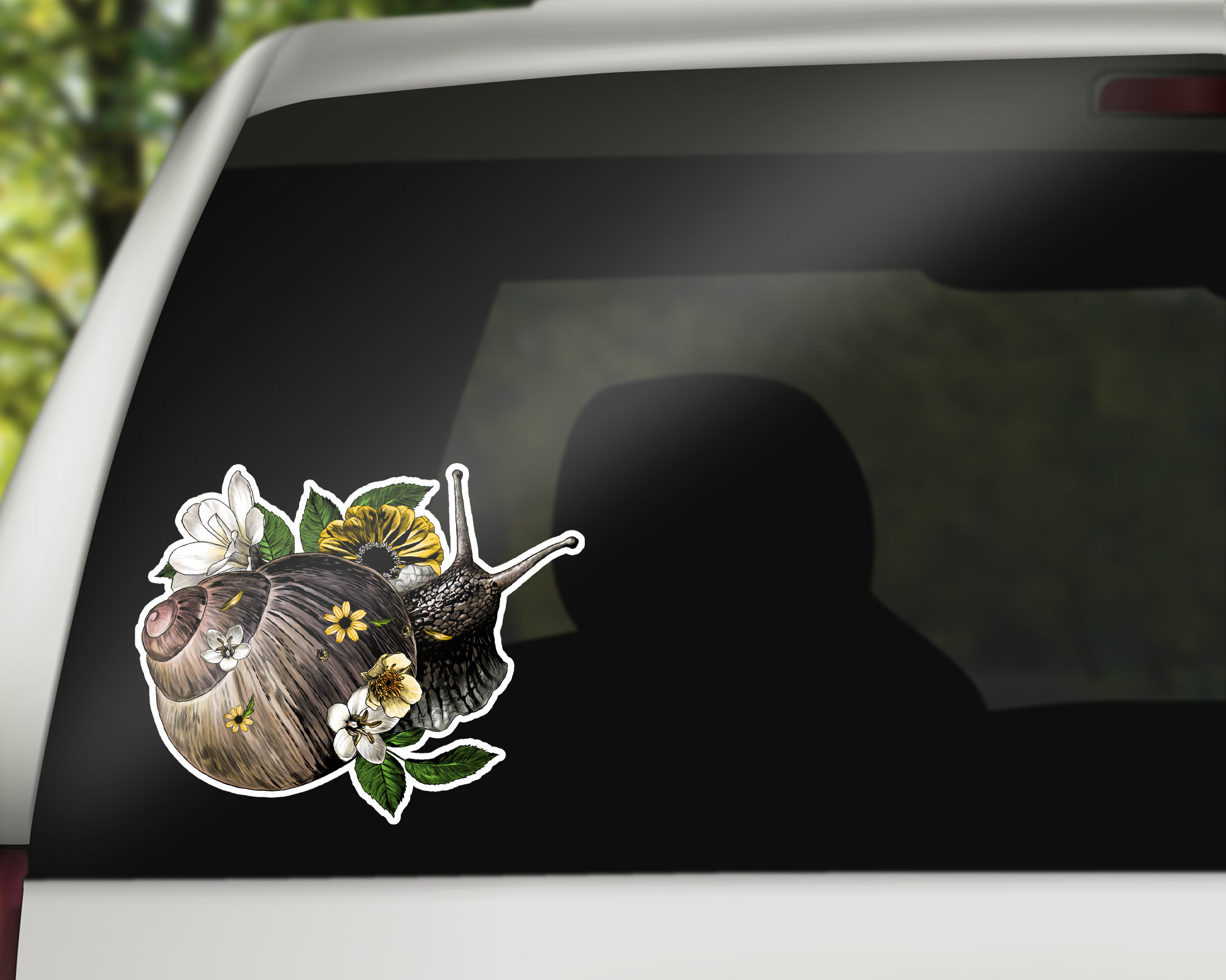 Snail With Flowers Car Decal - Waterproof Vinyl Sticker