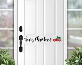 Adesivo per porta "Buon Natale": decorazioni natalizie per camion rossi