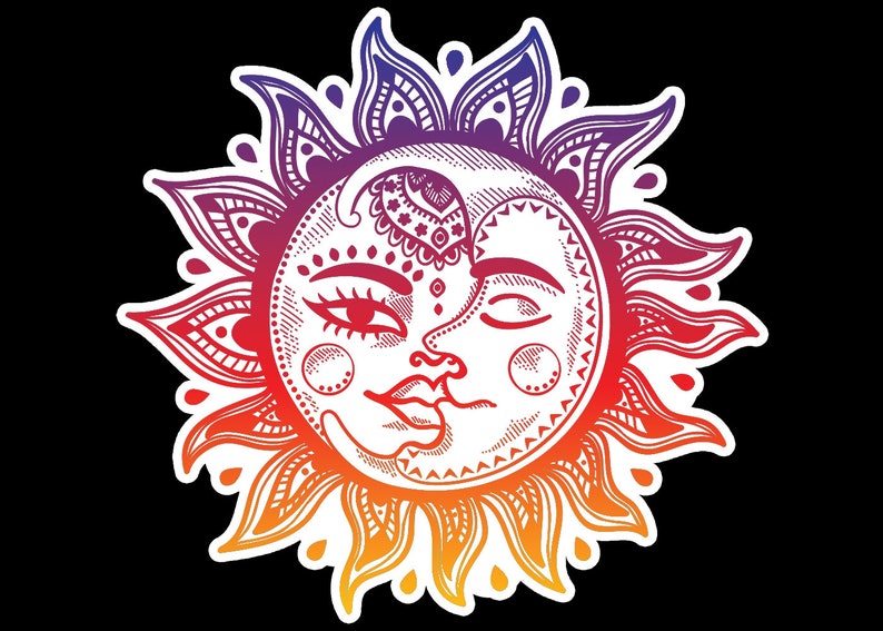Sun and Moon Car Decal Yin and Yang Psychedelic Sticker - Etsy