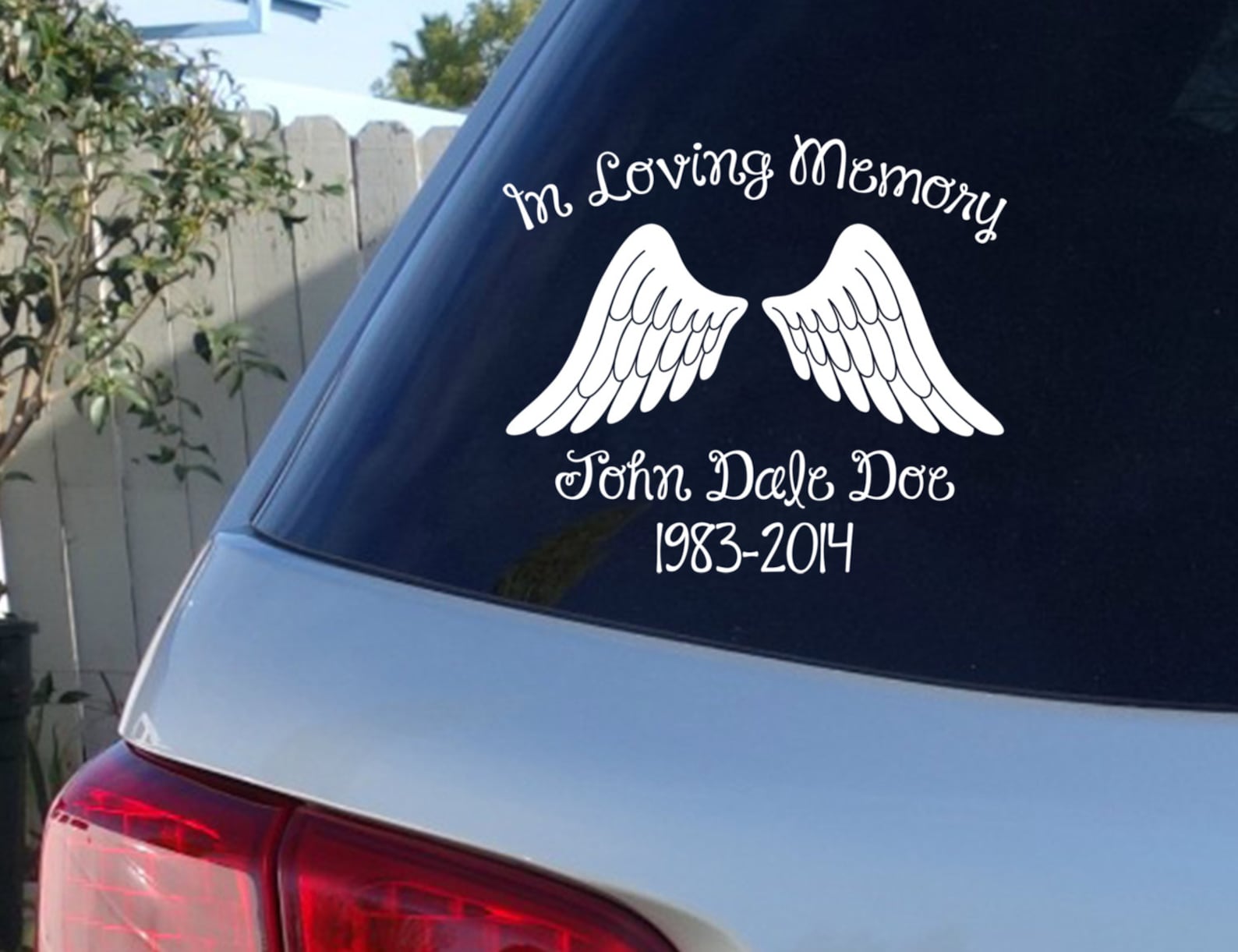 In Loving Memory Car Window Decal With Angel Wings Car Etsy