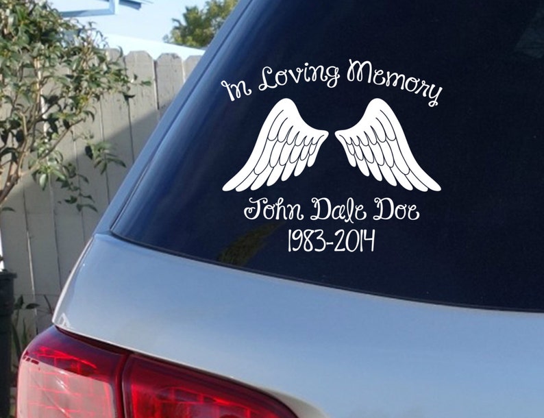 In Loving Memory Car Window Decal With Angel Wings Car Etsy