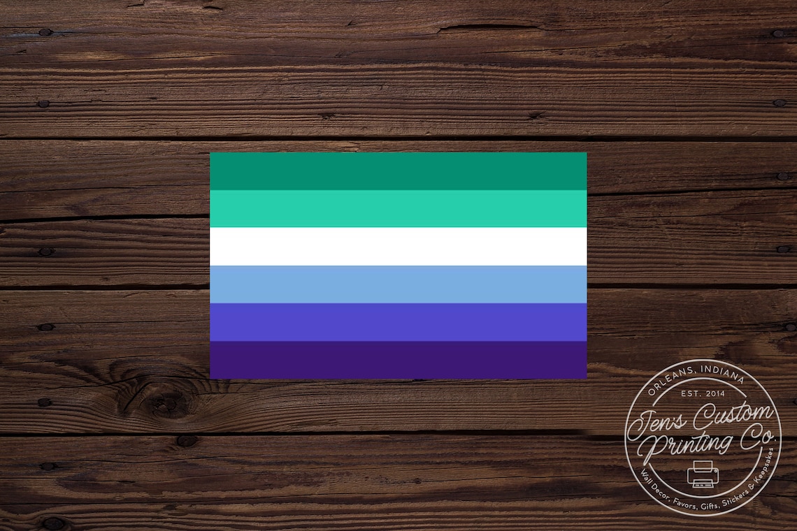 Gay Men Pride Flag Decal Waterproof Blue Green And White Etsy