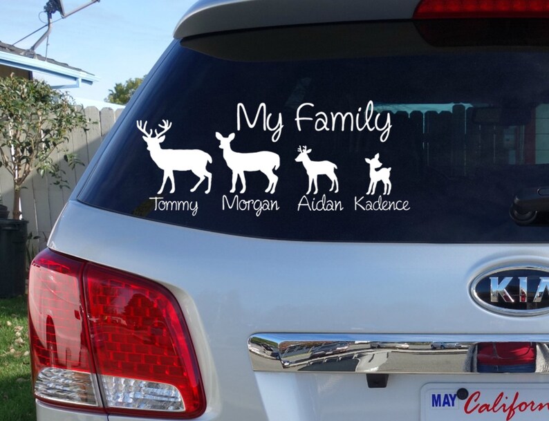 Deer Family Car Window Decal Country Decal With Names & My Deer Family Car Window Decal Country Decal With Names & My