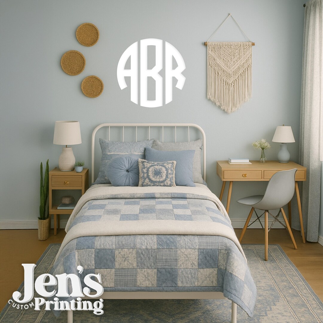 Personalized Circle Monogram Wall Decal: Custom Vinyl Initial Sticker ...