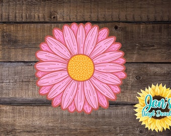 Hand drawn Soft Pink Daisy Car Window Decal | Flower Car Window Decal | Flowers light Pink Daisy