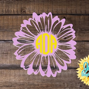 Daisy Monogram Car Window Decal | Initials Car Window Decal 6&quot; x 6&quot;