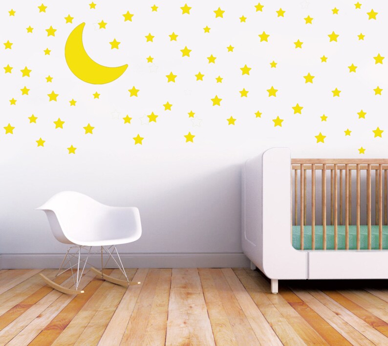 Moon and Stars Wall Decal Set Childrens Wall Decals 75 Etsy