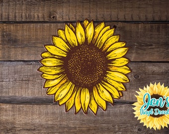 Hand drawn Sunflower Car Window Decal | Flower Car Window Decal | Flowers