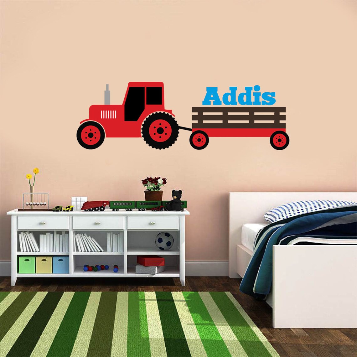 Tractor Wall Decal Red Tractor Wall Decal Boys Bedroom Etsy