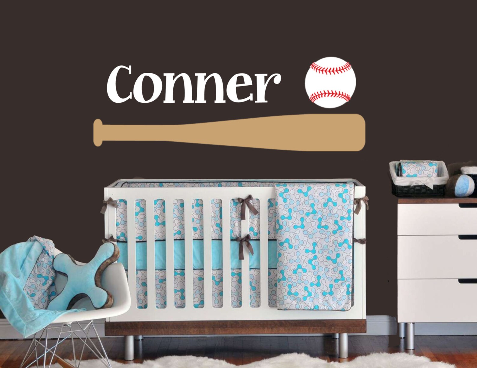 Baseball Bat Wall Decal with child's name and Baseball Etsy