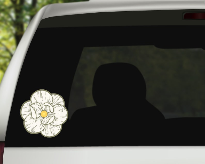 Hand Drawn Magnolia Flower Car Window Decal Flower Car Etsy