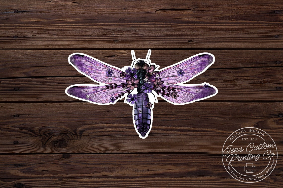 Dragonfly with Flowers Car Window Decal Dragonfly Waterproof Etsy