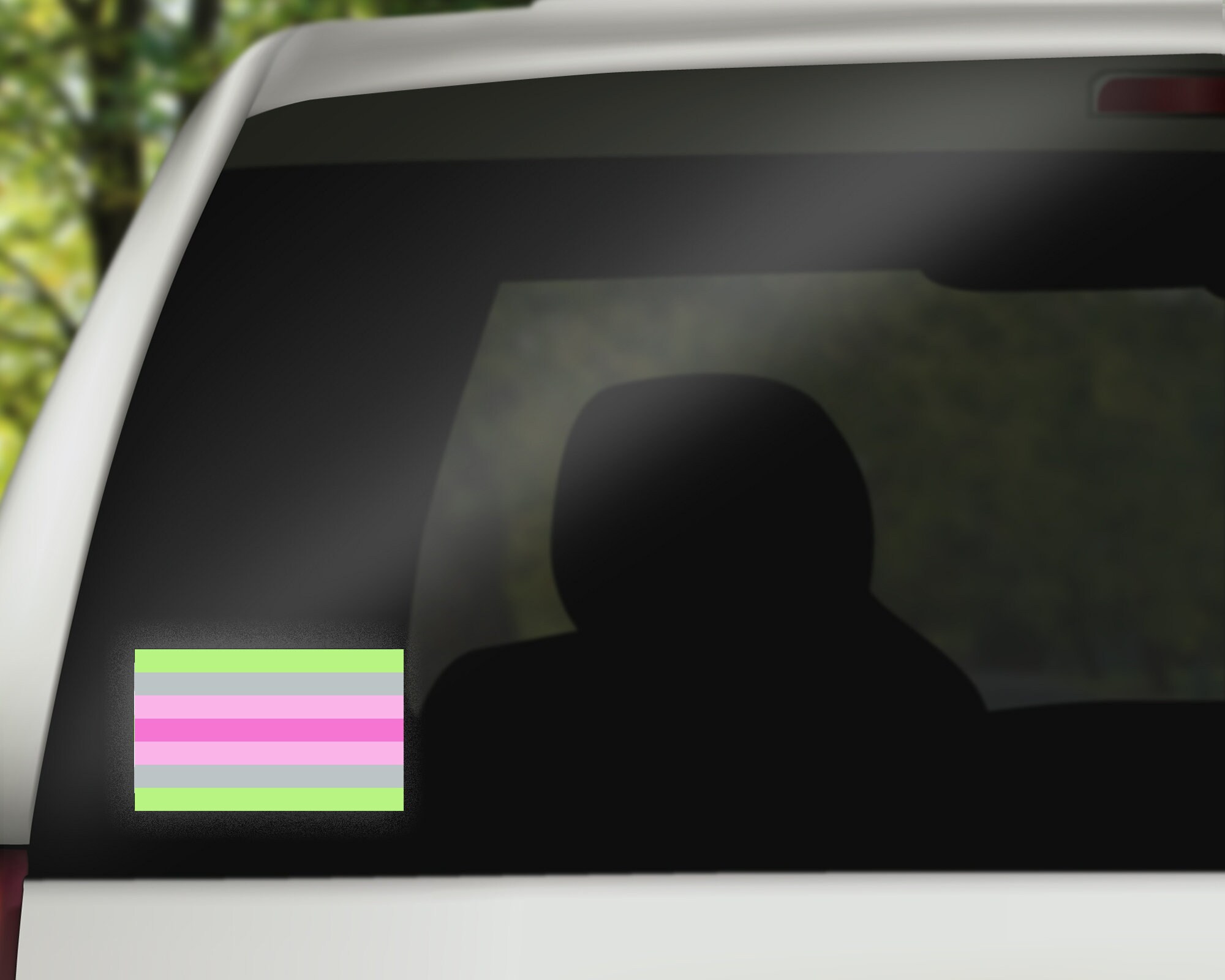 Feminine Agender Pride Flag Decal waterproof Green Gray and Etsy