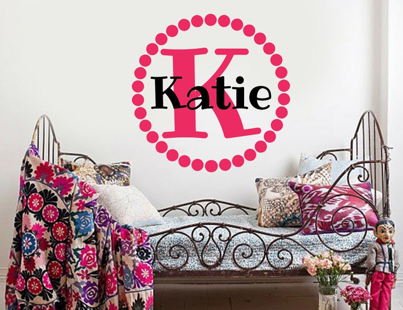 Nursery Monogram Initial Wall Decal With Name Etsy